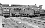 Lokparade im Bw Halle P mit E 94 040, E 44 124, E 42 074 und E 42 066. (05.1968) <i>Foto: Manfred Elster</i>