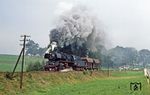 50 3661 (ex 50 1224 vom Bw Karl-Marx-Stadt) mit Ng 69354 nach Aue zwischen Dorfchemnitz und Zwönitz. (29.08.1983) <i>Foto: Wolfgang Bügel</i>