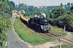 50 3658 mit dem Sandzug Gag 56353 in Rochsburg. (30.08.1983) <i>Foto: Wolfgang Bügel</i>