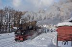 Fotogüterzug mit 99 1590 und 99 1542 in Steinbach. (15.01.2017) <i>Foto: Joachim Schmidt</i>