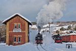 Anlässlich der 33-jährigen Wiederkehr der Einstellung des Bahnbetriebs auf dem Streckenabschnitt Niederschmiedeberg - Jöhstadt gab es diese gelungene Fotoveranstaltung in Steinbach. (15.01.2017) <i>Foto: Joachim Schmidt</i>
