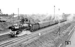 03 0058 mit D 1713 nach Leipzig kurz hinter dem Stralsunder Hauptbahnhof. Das Gleis ganz rechts führt zum Rügendamm. (15.09.1978) <i>Foto: Joachim Bügel</i>