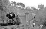 01 0501 verlässt vor D 198 den Hönebacher Tunnel und wird um 14.38 Uhr in Bebra eintreffen. (06.05.1972) <i>Foto: Burkhard Wollny</i>