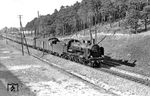 Die Schweriner 17 1025 vor D 108 (Rostock – Altona) bei Schwaan in Mecklenburg.  (06.08.1934) <i>Foto: DLA Darmstadt (Bellingrodt)</i>