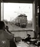 Der Doppelzug P 8213/8215 (mo-fr Dessau – Leipzig) erreicht den Haltepunkt Dessau Süd (ab 15.54 Uhr). In Zugmitte läuft eine 242er mit dem P 8215 am Haken. Der Grund für diese Formation: Der Zug diente dem Berufsverkehr ab Wolfen und Bitterfeld in Richtung Leipzig. Ab Bitterfeld fuhr der erste Zug dann nur mit Halt in Delitzsch nach Leipzig. Der P 8215 folgte 10 Min. später und hielt überall, war dann aber 15 Min. später in Leipzig. Hätte man die Züge einzeln gefahren, so hätte man in Bitterfeld zwei Bahnsteiggleise gebraucht. Die Aufnahme entstand aus dem Postenhaus des Bahnübergangs Peterholzstraße direkt beim Raw Dessau. Der Zug erreicht gleich anschließend den Bahnsteig Dessau Süd in Richtung Leipzig.  (21.09.1979) <i>Foto: Hans-Joachim Simon (Archiv Ludger Kenning)</i>