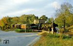52 8044 (Bw Falkenberg) mit Ng 60175 im Bahnhof Herzberg (Elster) West auf der Strecke Falkenberg - Luckau. (13.10.1985) <i>Foto: Slg. Wolfgang Bügel</i>