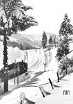 Eine S 3/6 befördert den D 292 (München – Lindau) durch das winterliche Allgäu bei Oberstaufen. (14.02.1937) <i>Foto: RVM</i>