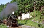 50 3694 (Bw Karl-Marx-Stadt) fährt mit Ng 64345 nach Annaberg-Buchholz durch den Haltepunkt Witzschdorf zwischen Flöha und Zschopau. (22.05.1986) <i>Foto: Wolfgang Bügel</i>