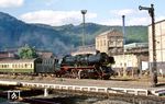 50 3553 (Bw Halberstadt) vor dem "Langlauf"-Personenzug P 19413 (Thale - Halberstadt - (Stralsund) im Bahnhof Thale.  (19.09.1986) <i>Foto: Wolfgang Bügel</i>