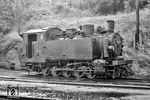Eigentlich für die Schmalspurbahn Nagold – Altensteig in Württemberg gebaut, verschlug es 99 191 im Mai 1944 als Lokhilfe zur RBD Erfurt. Sie wurde dem Lokbf Eisfeld als Ersatzlok für die nach Norwegen abzugebende 99 221 zugeteilt. Erst nach dem Erscheinen von Neubauloks der Baureihe 99.23 wurde 99 191 in Eisfeld entbehrlich und daraufhin im Juli 1955 zum Lokbf Gera-Pforten umgesetzt, wo auch diese Aufnahme entstand. Auf der Schmalspurbahn Gera-Pforten - Wuitz-Mumsdorf war sie bis Januar 1970 im Einsatz. Dort ist der Fünfkuppler offenkundig mit der Achsfolge D1 gelaufen. (27.06.1966) <i>Foto: Will A. Reed</i>