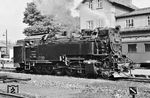 99 247 war die letzte der 17 meterspurigen Neubaulok von LKM Babelsberg aus dem Jahre 1956. Hier präsentiert sie sich in Wernigerode dem Fotografen. (28.06.1966) <i>Foto: Will A. Reed</i>