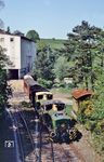 Lok D 1 mit Lok D 3 mit dem "Vulkan-Express" an der Phonolit Verladeanlage in Brenk. (26.05.1992) <i>Foto: Ulrich Neumann</i>