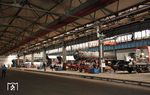 Blick in die "heiligen Hallen" des Dampflokwerks Meiningen. Das DLW gehört zur DB-Fahrzeuginstandhaltung, einem Tochterunternehmens der DB AG und hat etwa 120 Beschäftigte. Es ist das letzte große Instandhaltungswerk für Dampflokomotiven in Mittel- und Westeuropa. (12.05.2018) <i>Foto: Joachim Schmidt</i>