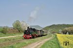 Der 5,5 km lange Steilstreckenabschnitt von Oberzissen nach Engeln ist mit einer Neigung von bis zu 1:20 der steilste Abschnitt der Brohltalbahn, den 11sm mit GmP 901 ohne Probleme meisterte. (21.04.2018) <i>Foto: Zeno Pillmann</i>