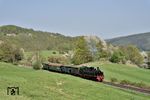 Lok 11sm mit GmP 901 auf dem Steilstreckenabschnitt kurz vor Engeln. (21.04.2018) <i>Foto: Zeno Pillmann</i>