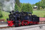 99 4652, die ehemalige Heeresfeldbahnlokomotive HF 110 C von Henschel aus dem Jahr 1941, war auch Gast in Jöhstadt. (21.05.2018) <i>Foto: Andreas Höfig</i>
