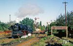 50 3666 fährt mit Ng 65319 nach Oelsnitz (Erzgeb) in Lichtenstein (Sachsen) ein. (20.09.1986) <i>Foto: Wolfgang Bügel</i>