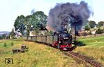 99 1781 mit P 14319 nach Oberwiesenthal kurz hinter Cranzahl. (20.09.1986) <i>Foto: Wolfgang Bügel</i>