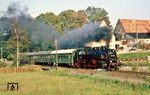 Mit P 19645 (Schlettau ab gegen 16.50 Uhr) war 86 1501 bei Walthersdorf erneut Richtung Crottendorf unterwegs. (23.09.1986) <i>Foto: Wolfgang Bügel</i>
