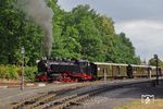 99 731 mit dem "Reichsbahnzug" P 302 nach Jonsdorf im Bahnhof Bertsdorf. (05.08.2018) <i>Foto: Andreas Höfig</i>