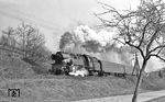 An der Stadtilmer Straße in Rottenbach räuchert 65 1011 mit P 8042 vorbei. (03.1976) <i>Foto: Burkhard Wollny</i>