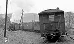 Ausfahrt des Personenzuges nach Oberwiesenthal mit 99 1771 in Cranzahl. (04.1976) <i>Foto: Burkhard Wollny</i>