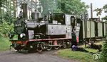 Siesta im Bahnhof Breddin. Im Sommer 1960 hatte das mittägliche Zugpaar 8033/8034 hier gut 50 Min. Aufenthalt, im Gras liegend ließ sich die Zeit angenehm vertreiben.  (1960) <i>Foto: Sammlung Ludger Kenning</i>