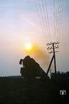 Die Oebisfelder 41 1159 fährt bei Wegenstedt in den fahlen Sonnenuntergang. (04.1978) <i>Foto: Dr. Uwe Knoblauch</i>