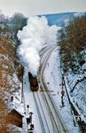 44 0858 (44 1858 vom Bw Nordhausen) kurz vor Einfahrt in den Blankenheimer Tunnel in Blankenheim Trennungsbf. (02.1978) <i>Foto: Dr. Uwe Knoblauch</i>