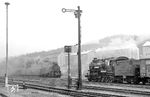 58 1758 begegnet mit P 3603 nach Johanngeorgenstadt der 58 1111 mit einem Nahgüterzug nach Schwarzenberg/Erzgeb. (17.04.1976) <i>Foto: Joachim Schmidt</i>