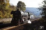 Nach erfolgreichem Schiebeeinsatz kehrt 44 0056 bei Riestedt nach Sangerhausen zurück. (09.10.1978) <i>Foto: Dr. Uwe Knoblauch</i>