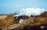 03 0019 dampft mit D 513 bei Berlin-Blankenburg der Hauptstadt der DDR entgegen. (03.1977) <i>Foto: Dr. Uwe Knoblauch</i>
