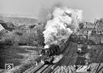 Hinter Zeitz musste 03 2254 vor dem D 1000 (Gera - Berlin) auch wieder alles geben, da die Strecke in einer leichten Steigung verläuft.  (10.05.1978) <i>Foto: Joachim Schmidt</i>