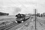 03 0085 mit dem D 270 "Meridian" in voller Fahrt hinter Neubrandenburg bei Neddemin. Für die 94 km bis Stralsund brauchte sie mit einem Zwischenhalt eine Stunde. (13.09.1978) <i>Foto: Joachim Schmidt</i>