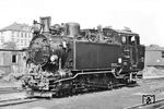 99 692 entstand 1926 bei der Sächsischen Maschinenfabrik, vorm. Richard Hartmann, Chemnitz und wurde zunächst auf der Müglitztalbahn beim Bw Heidenau eingesetzt. Seit November 1945 ist sie auf der Strecke Radebeul - Radeburg unterwegs. Die Aufnahme entstand in Radebeul-Ost.  (24.06.1966) <i>Foto: Will A. Reed</i>