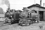 Vor dem Schuppen in Radebeul-Ost haben sich 99 687 und 99 692 versammelt. (24.06.1966) <i>Foto: Will A. Reed</i>