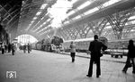 Bahnsteigszene in Leipzig Hbf mit 01 0533 und E 800. (03.1977) <i>Foto: Burkhard Wollny</i>