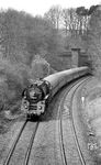 01 0534 mit D 217 am Ostportal des 983 m langen Hönebacher Tunnels. Das Einfahrsignal von Hönebach zeigt freie Fahrt. (03.04.1972) <i>Foto: Burkhard Wollny</i>