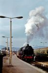 Ausfahrt des P 18007 nach Sonneberg (Thür) Hbf mit 95 0009 in Saalfeld (Saale). (21.04.1977) <i>Foto: Hans-Jürgen Müller</i>