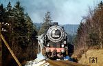95 0027 mit P 18005 aus Saalfeld zwischen Lichte und Ernstthal. (21.04.1977) <i>Foto: Hans-Jürgen Müller</i>