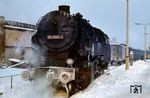 Bei knackigen Minustemperaturen setzt 95 0004 im Bahnhof Saalfeld an den P 18003 nach Sonneberg. (06.01.1979) <i>Foto: Hans-Jürgen Müller</i>