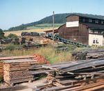 38 1182 mit einem Sonderzug am Säge- und Hobelwerk Zeppelinmühle bei Stadtilm-Singen. (06.07.1997) <i>Foto: Joachim Schmidt</i>