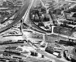 Luftaufnahme mit dem neuen Streckengleis nach Mainz in Höhe des alten Bw Ludwigshafen. (1963) <i>Foto: BD Mainz, Slg. W. Löckel</i>