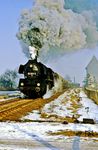 50 3606 vom Bw Halberstadt fährt mit einem Ganzzug durch den Bahnhof Ditfurt an der Strecke Halberstadt - Quedlinburg. (14.02.1987) <i>Foto: Slg. Wolfgang Bügel</i>
