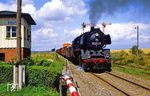 50 3552 fährt mit Ng 66784 in Ditfurt ein. (04.08.1987) <i>Foto: Slg. Wolfgang Bügel</i>