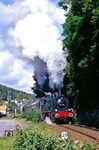 94 1292 bei einer ihrer mehrfachen Scheinanfahrten in Stützerbach. (08.09.1987) <i>Foto: Wolfgang Bügel</i>