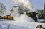 99 7239 verlässt mit einem Personenzug nach Alexisbad den Bahnhof Gernrode. (02.1990) <i>Foto: A. Röder</i>