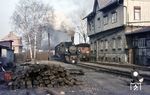 99 5906 stellt im Bahnhof Gernrode den GmP 69712 zusammen. (12.04.1977) <i>Foto: Joachim Schmidt</i>