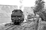 Ausfahrt eines Güterzuges nach Trier mit MB 211 im Bahnhof Mehring. (23.03.1963) <i>Foto: Helmut Röth</i>