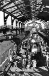 Auch wenn drei Jahre nach Kriegsende die Bahnsteighallen noch eine Freiluftveranstaltung waren, läuft der Zugverkehr wieder. Auch die Rheinbrücke nach Ludwigshafen war durch ein Notbrücken-System des Schaper-Krupp-Reichsbahn-Systems (SKR) wieder befahrbar. (1948) <i>Foto: RBD Mainz, Slg. W. Löckel</i>